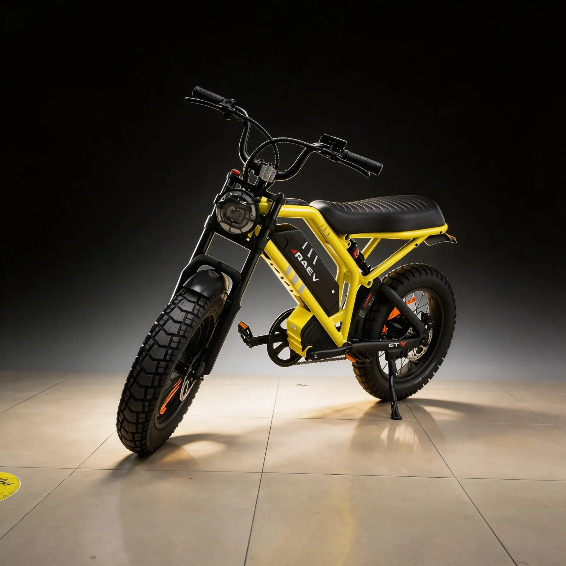 RAEV BULLET-GTX - Y - 750W -52V25Ah Battery + 52V8Ah Battery (Samsung 21700 Cells)lithium, Elctric Mode 32km to 45km/h (Ye