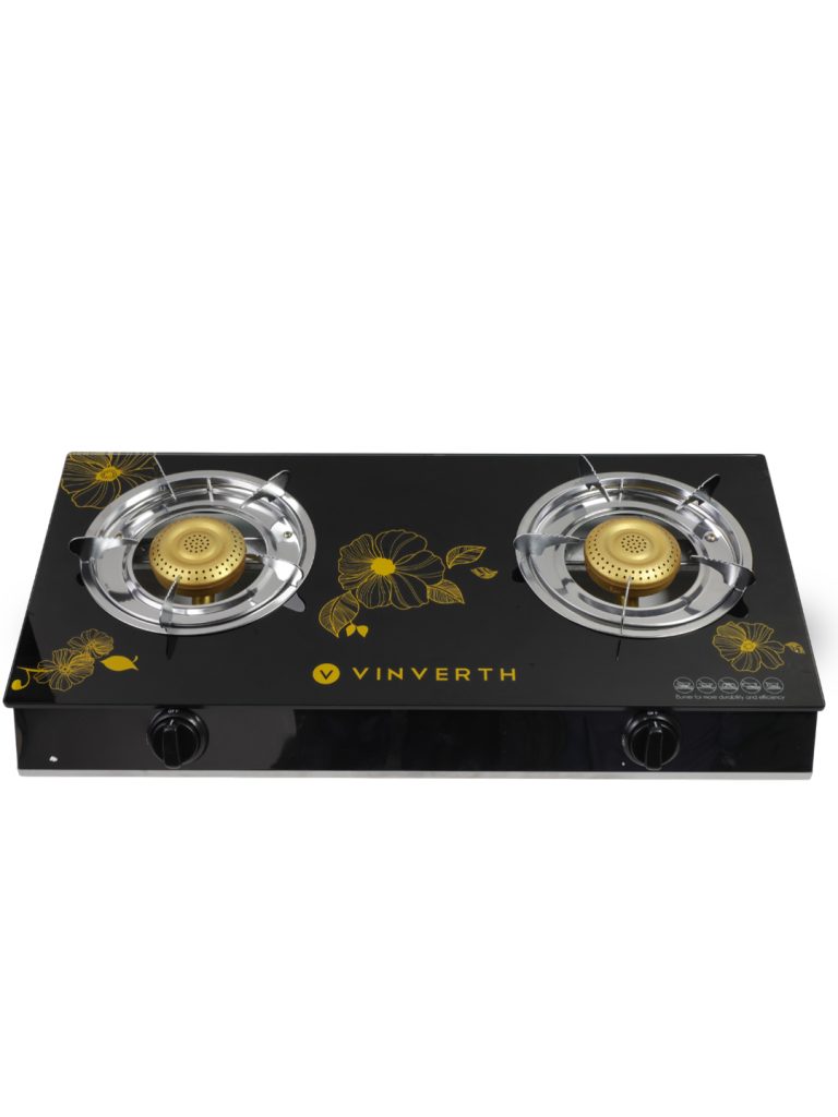 VINVERTH E210006 2-Burner Tempered Glass Gas Stove