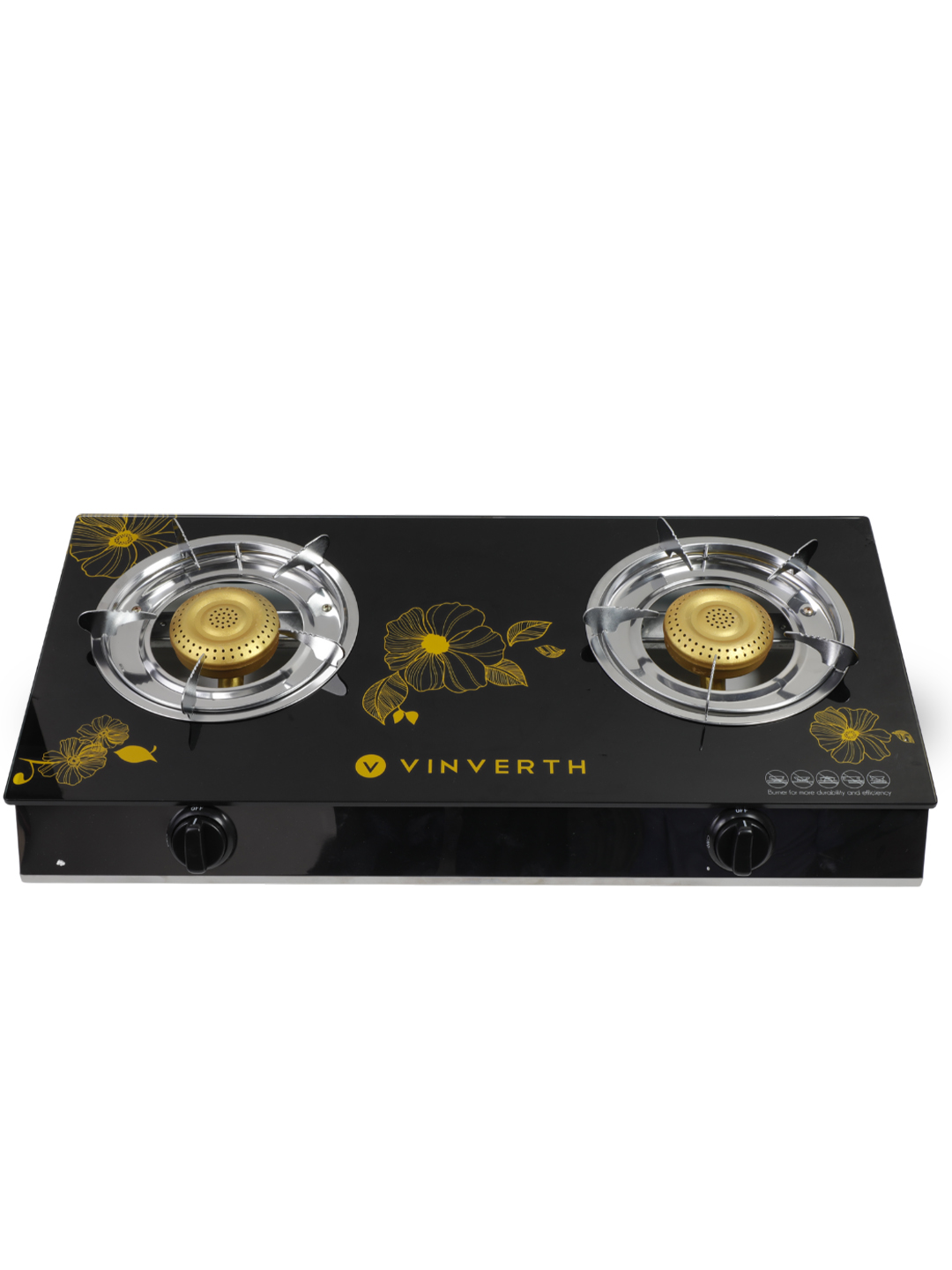 VINVERTH E210006 2-Burner Tempered Glass Gas Stove