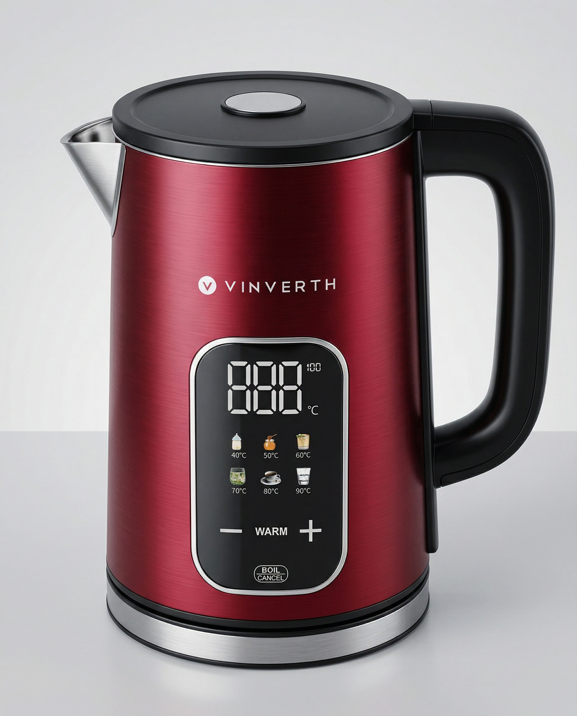 E210023 S02 3_4 Front Hero Vinverth E210023 1.7L Double Layer Digital Electric Kettle - Image 1