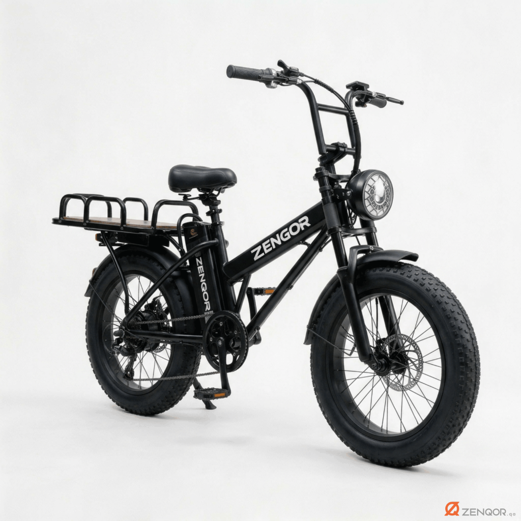 ZEN-QOR ENGOR Fat Tire Electric Bike Main Product Image - Matte Black 20-inch Fat Tires