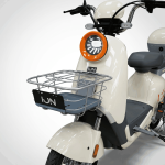 ION R20 Cream Grey Front Wire Basket and Round LED Headlight with Orange Accent Ring