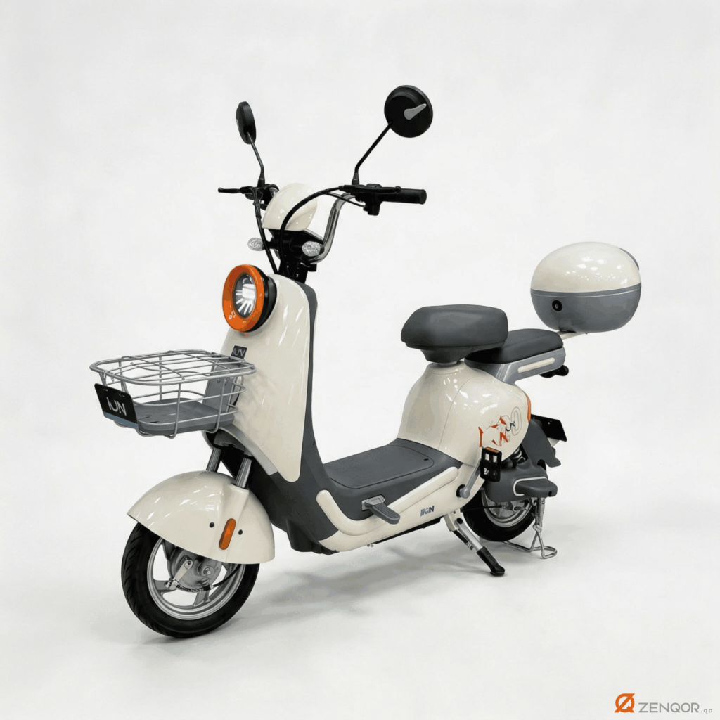 ION R20 Electric Scooter Main Product Image - Cream Grey Front Basket Rear Storage Box