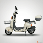 ION R20 Cream Grey Electric Scooter Side Profile View - Step-Through Frame
