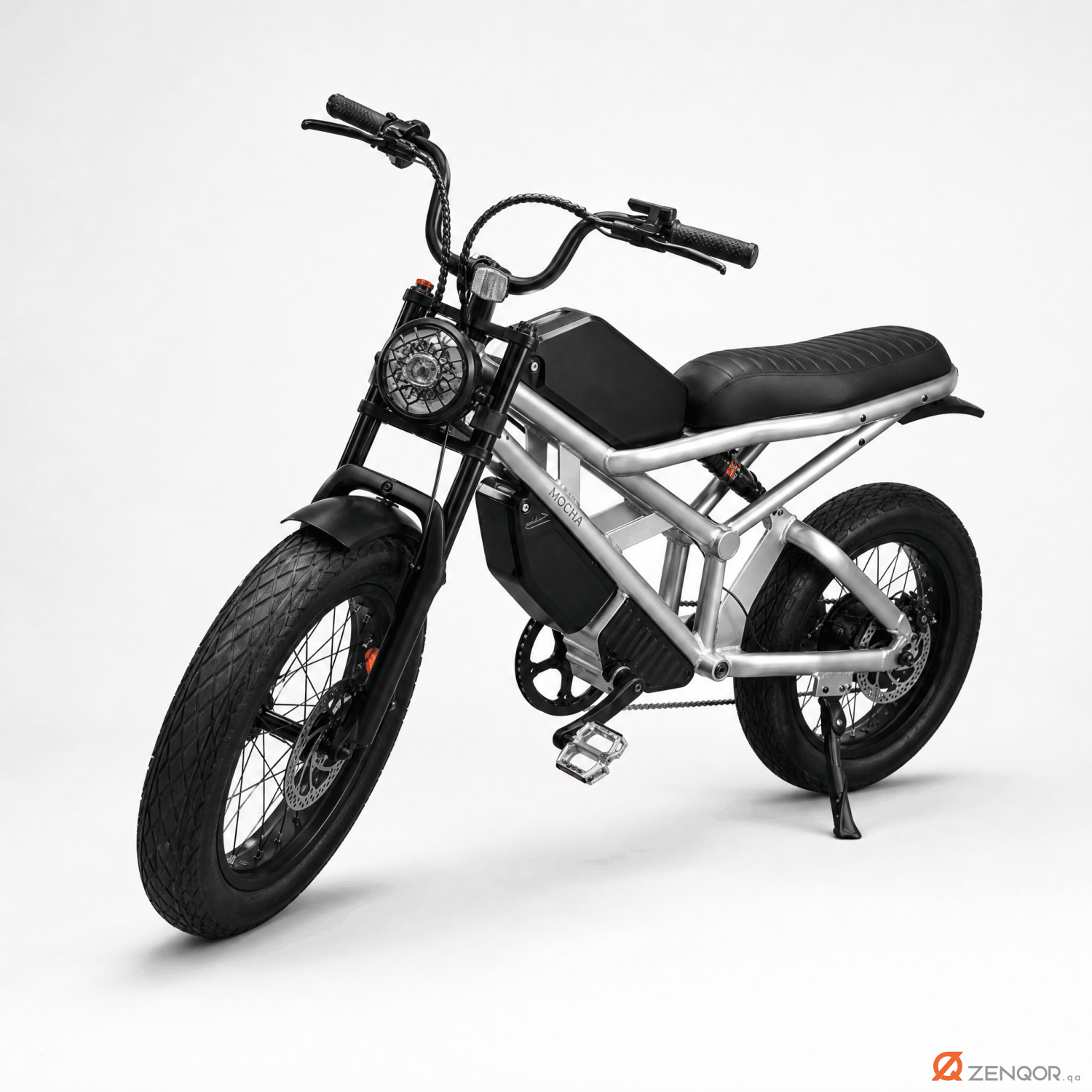 ZEN-QOR_R-49_MOCHA-ZEN-QOR_Main_Hero MOCHA ZEN-QOR Electric Bike Main Product Image - 500W Motor Dual Battery Fat Tire E-Bike