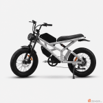 MOCHA ZEN-QOR Electric Bike Side Profile View - Silver X-Frame 20-inch Fat Tires