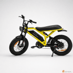 RAEV RAVE BULLET GTX Electric Bike Side Profile View - Yellow Frame Black Seat 20-inch Fat Tires