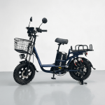 ZEN-QOR E820 Electric Cargo Bike Side Profile View - Deep Blue Fat Tire Step-Through