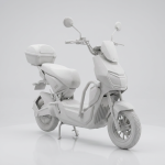ZENQOR R-49 Wolf Warrior electric scooter white clay model showing pure form and silhouette without textures